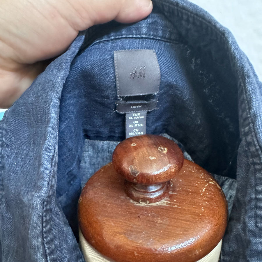 sz XL mens blue linen shirt