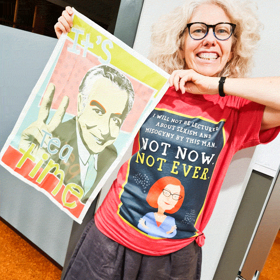 Gough Whitlam It's Tea Time tea towel