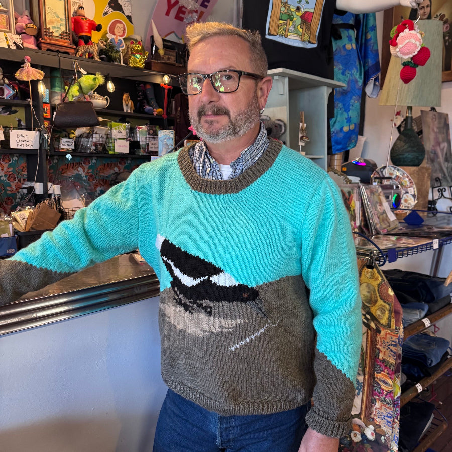 Magpie aqua handknit jumper