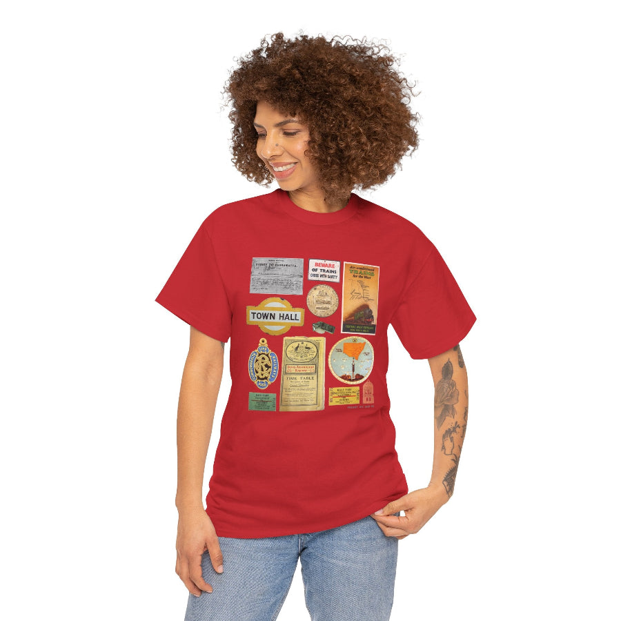 NSW railways vintage ephemera cotton t shirt