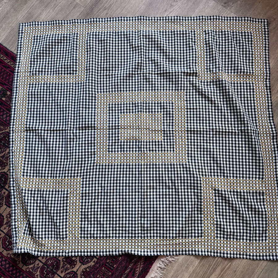 Black gingham square tablecloth