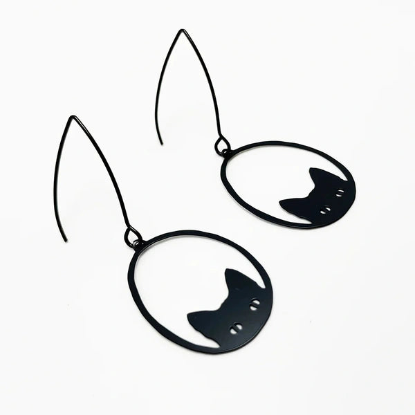Black cats mini dangle earrings