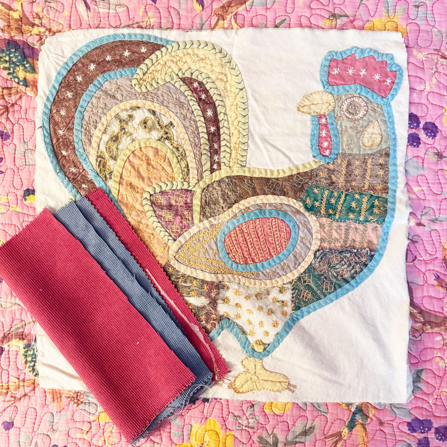 Chicken embroidered panel