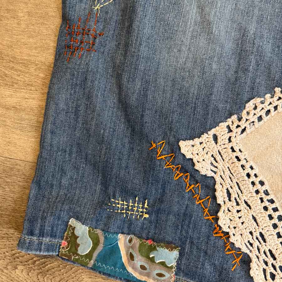 sz 22 funky upcycled denim skirt