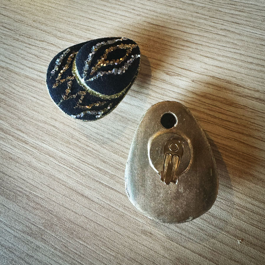 Black and gold clip on earrings