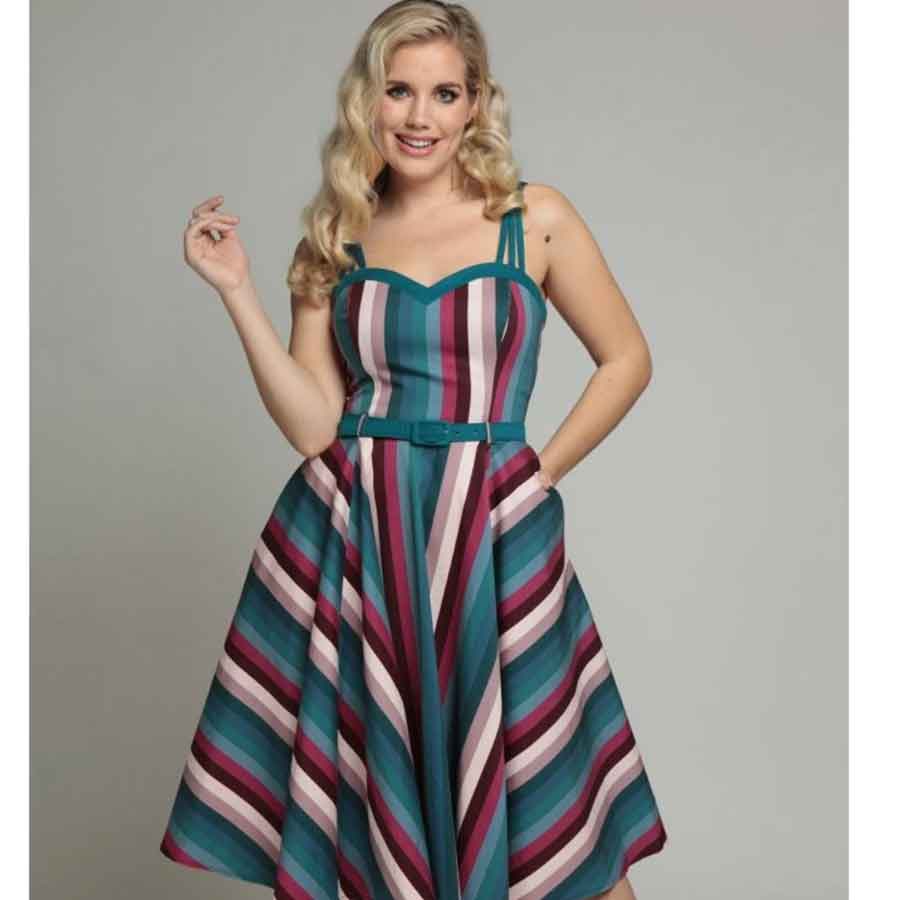 sz 24 5XL Collectif Nova stripe swing dress