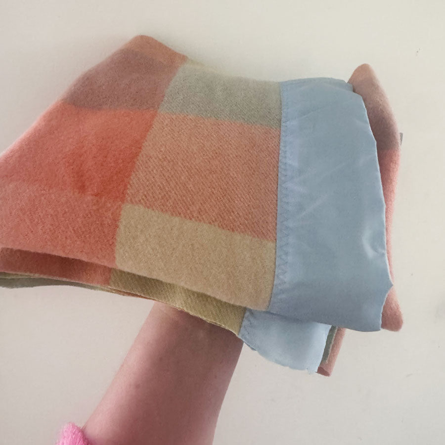 Blanket remnant : coral check blanket