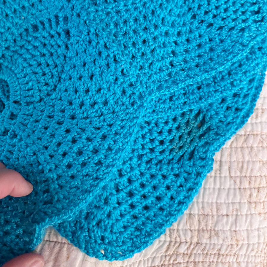 Aqua crochet knee blanket