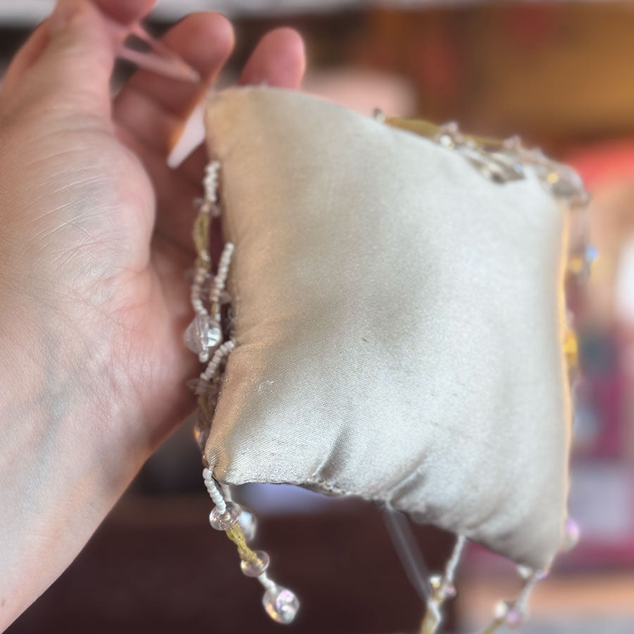 Dangly embroidered beaded diamond