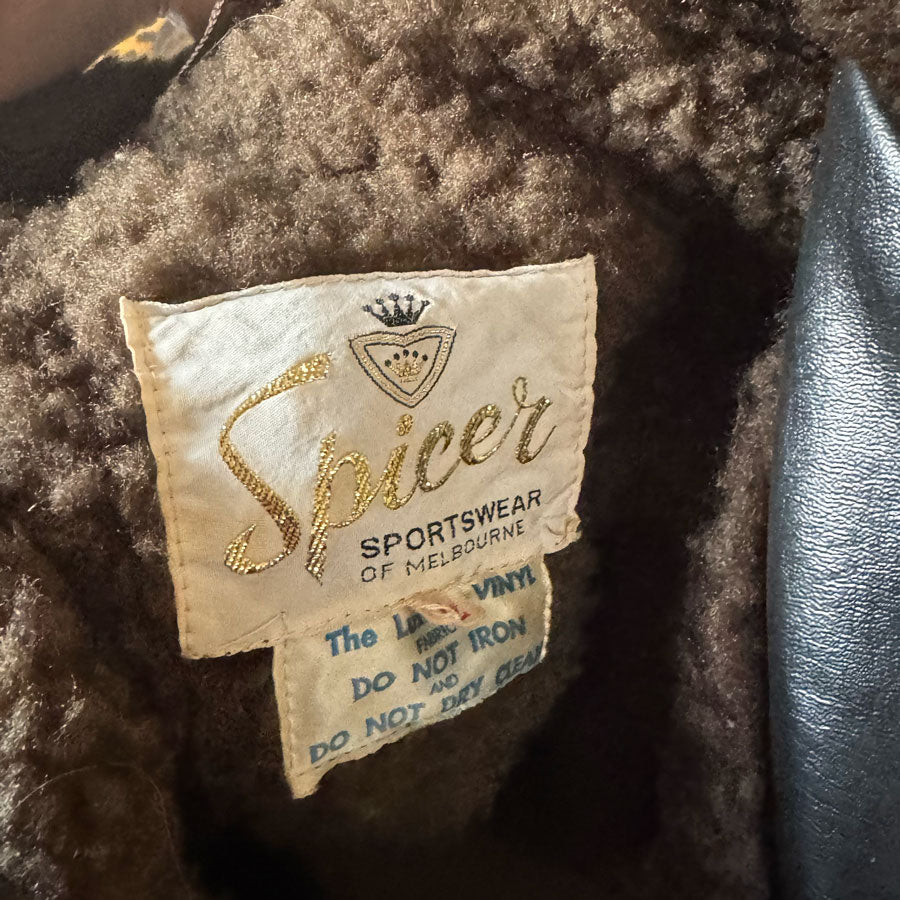 sz 42 Black faux leather vintage jacket