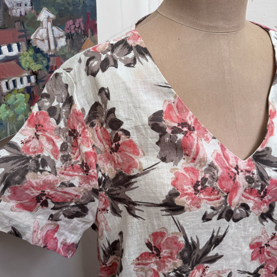 Freesize floral linen dress