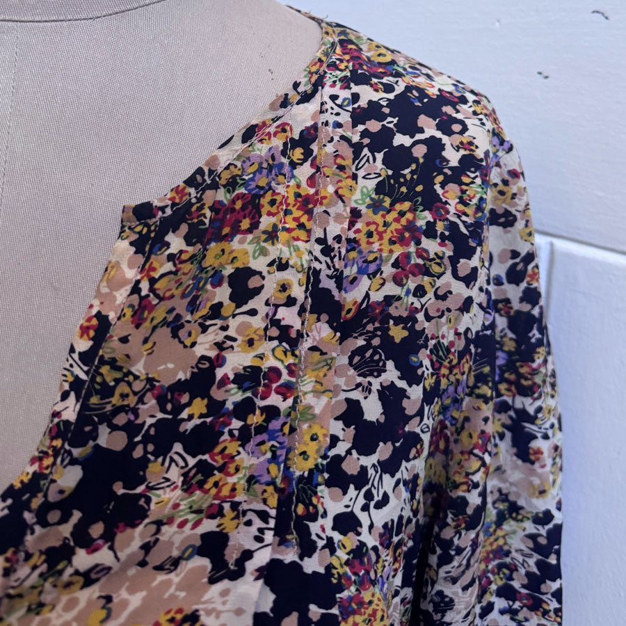 sz XL floral silk blouse