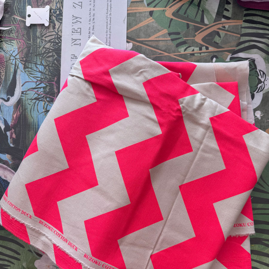 Fluro pink chevron duckcloth