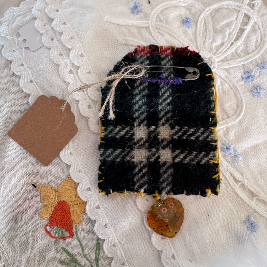 Frida slow stitched brooch 1