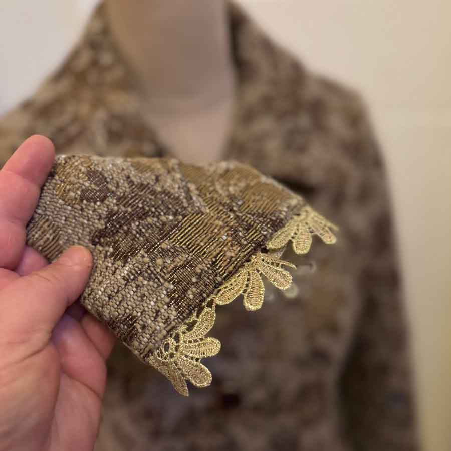 sz S-M sparkly brocade upholstery coat