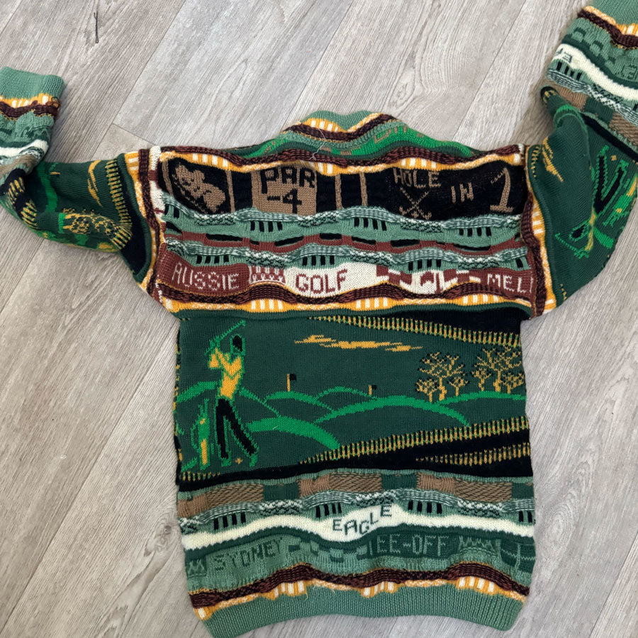 1980s chunky knit golf jumper