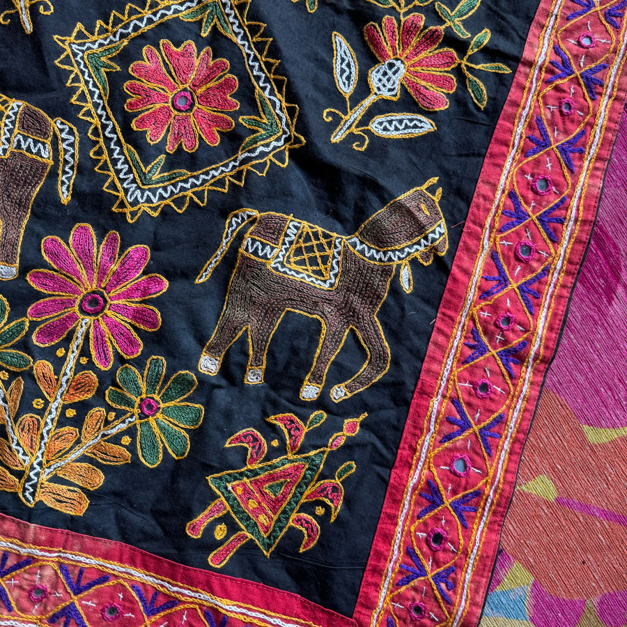 Embroidered horse wall hanging