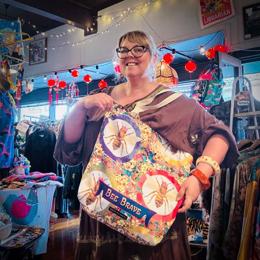 Blue Banded Bees tote bag