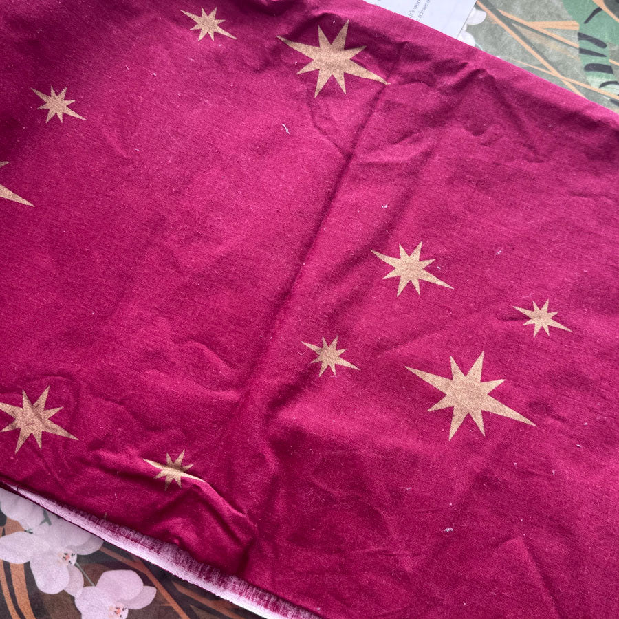 Starry night maroon tablecloth fabric