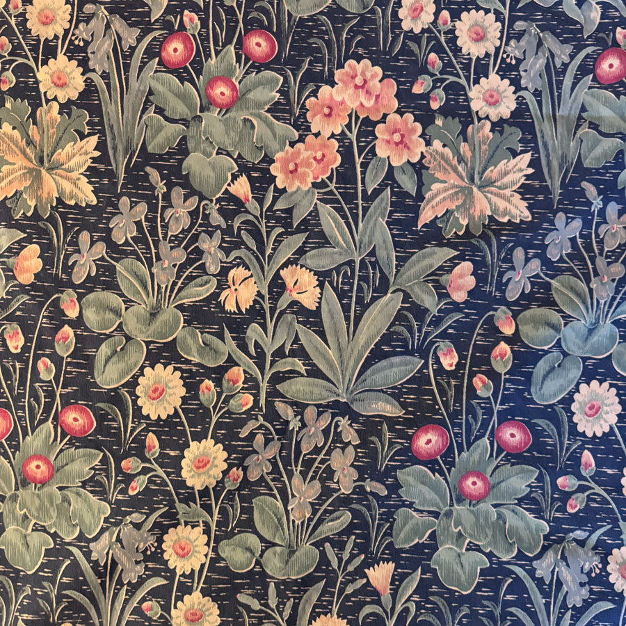 Navy floral Art Nouveau fabric