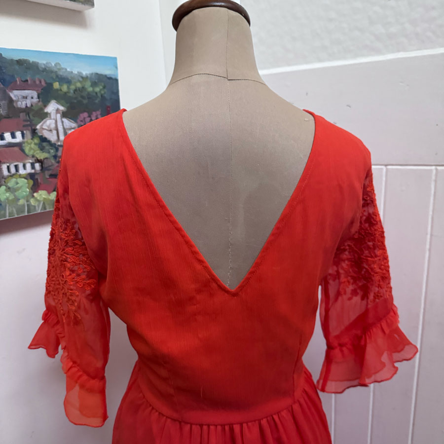 sz S bold orange maxi dress