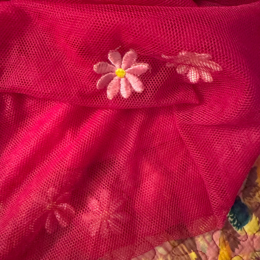 Pink tulle food cover