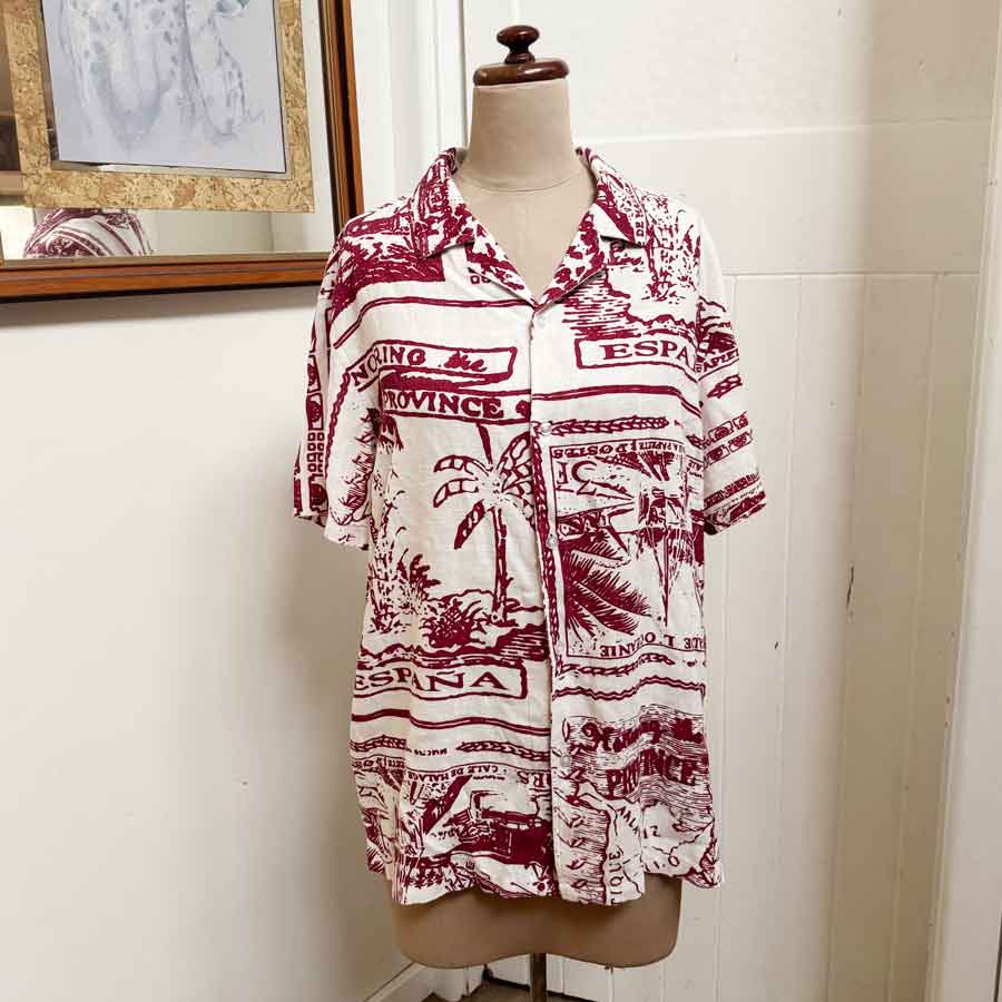 sz M postage stamp mens shirt
