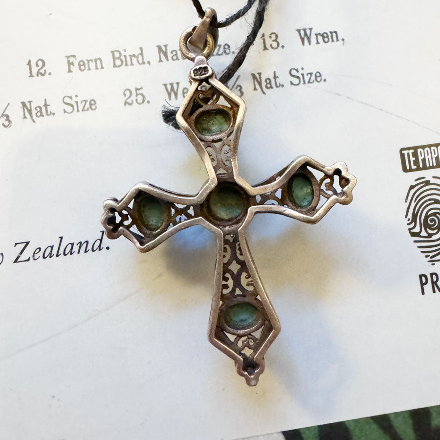 Silver turquoise cross pendant