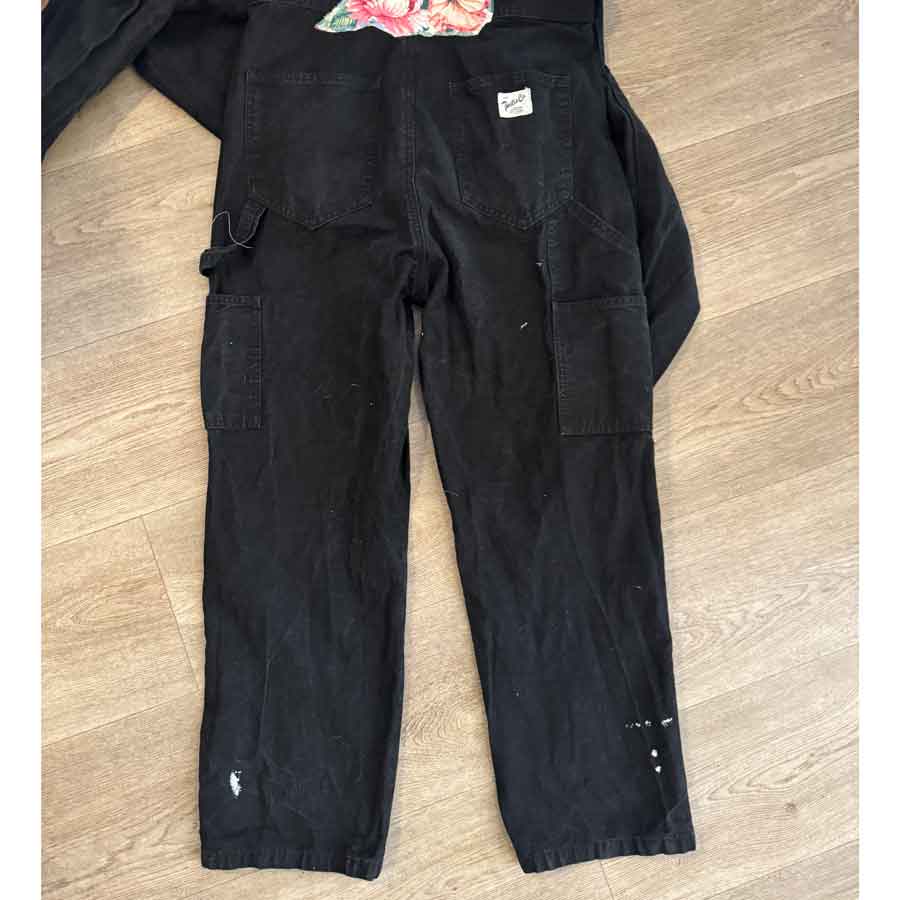 sz 10 political black denim jumpsuit