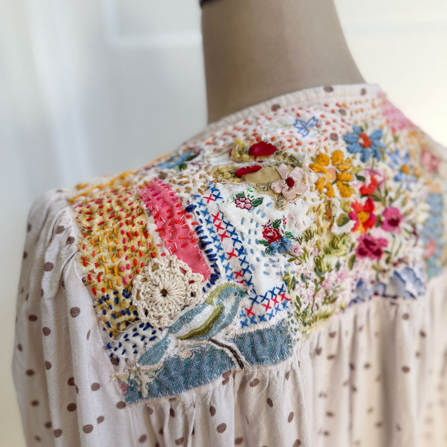 sz 20 upcycled floaty embroidered blouse