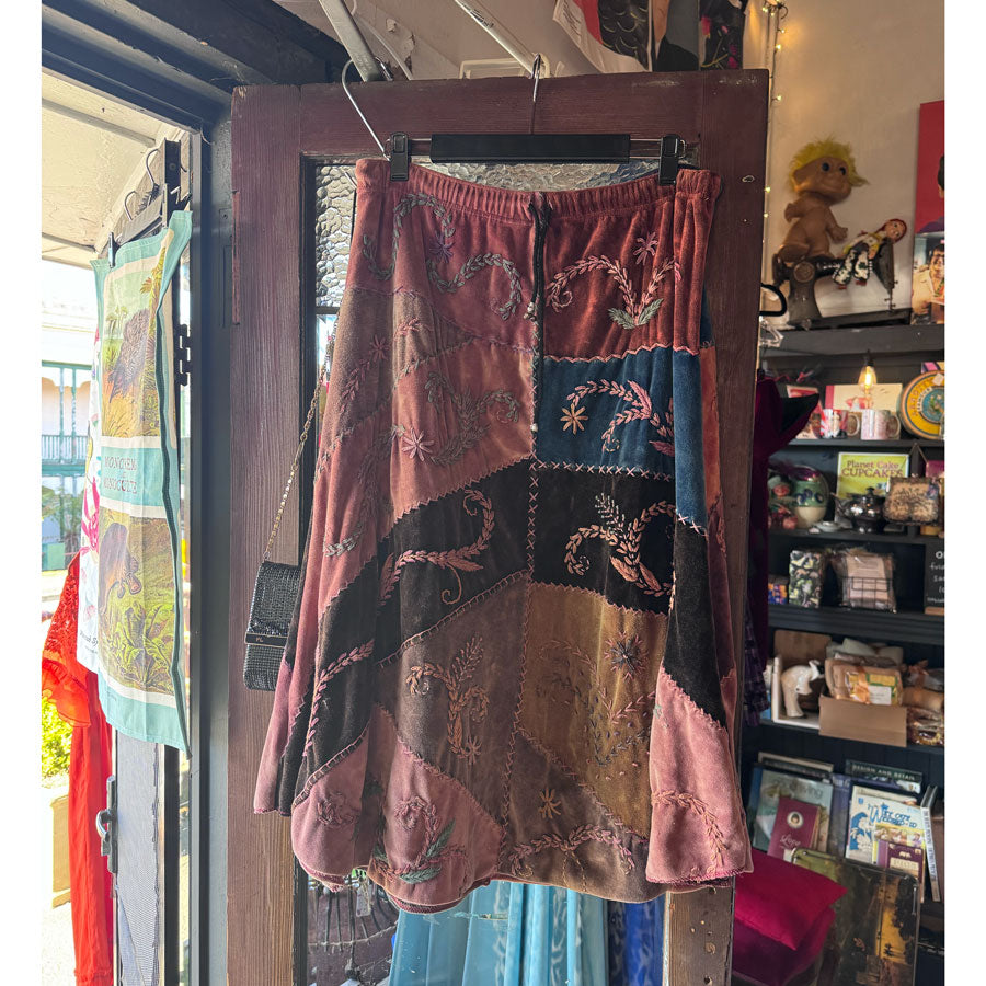 Patchwork cotton velvet skirt