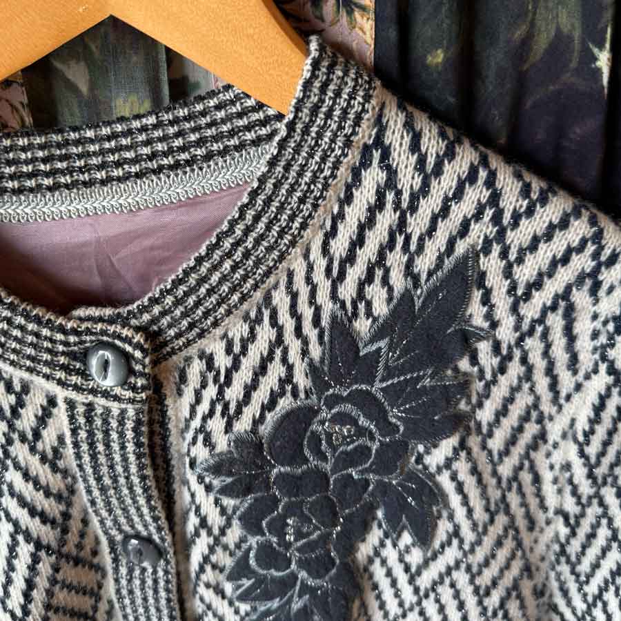 Black and white sparkly vintage cardigan