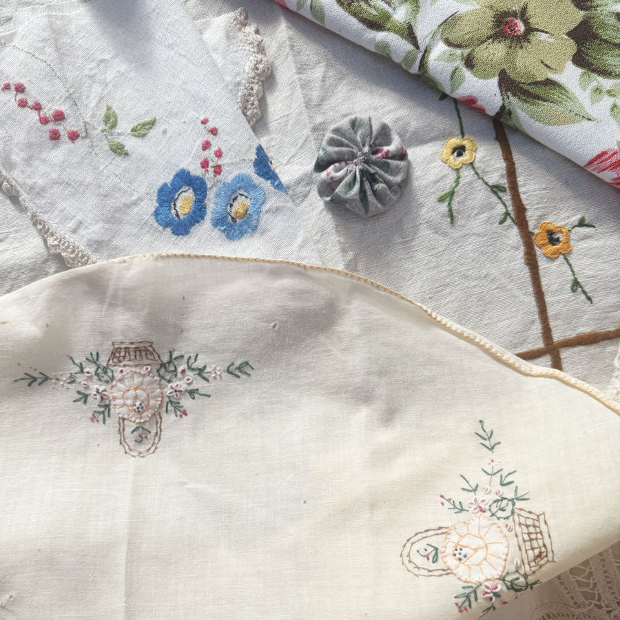 Embroidered vintage linen pack 2