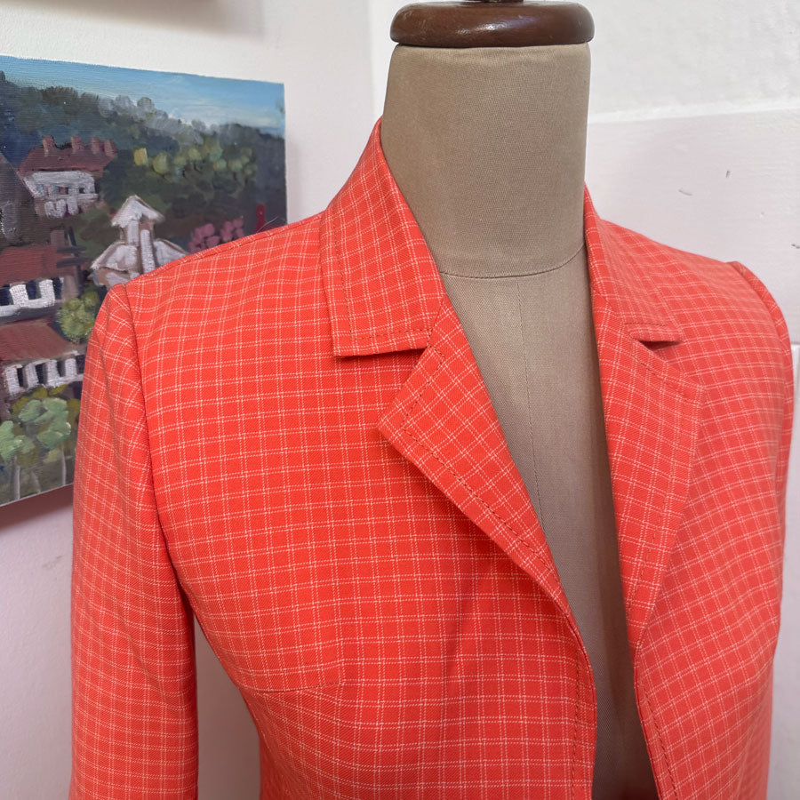sz 36 vintage orange check jacket
