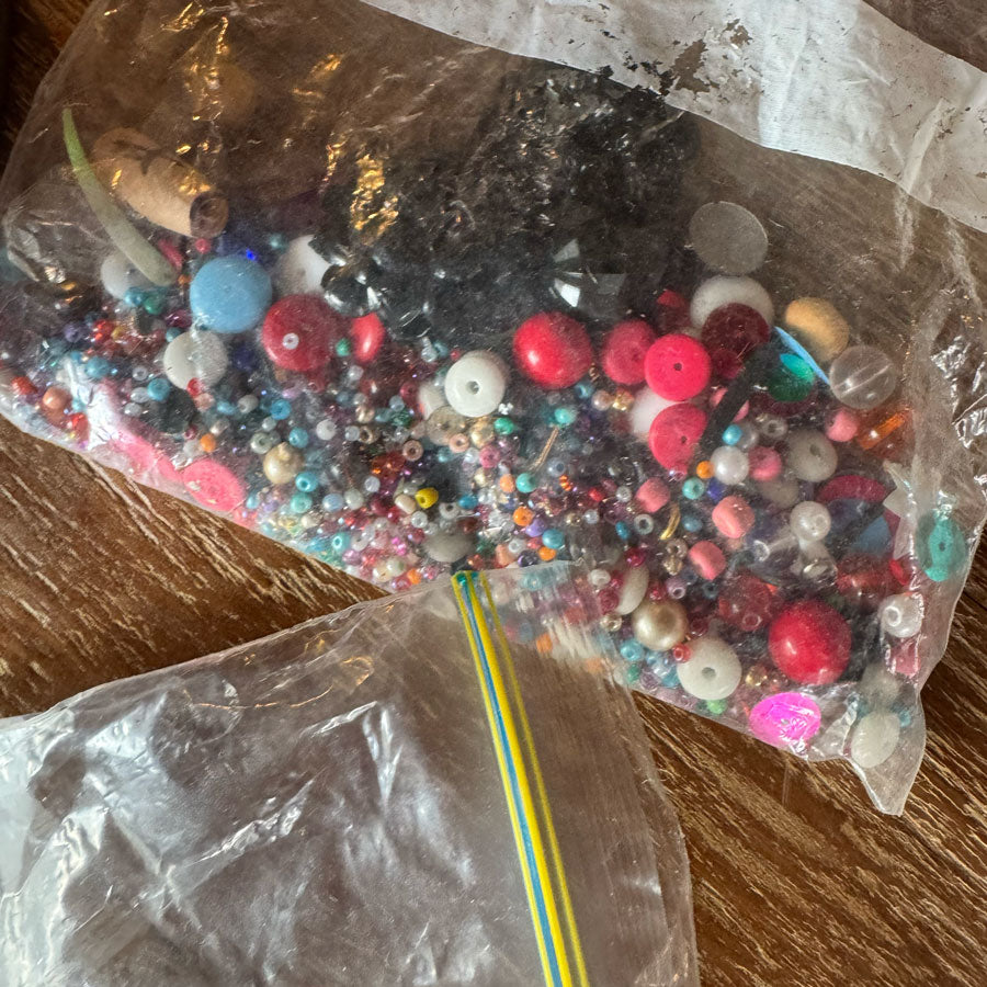 Vintage tin with beads