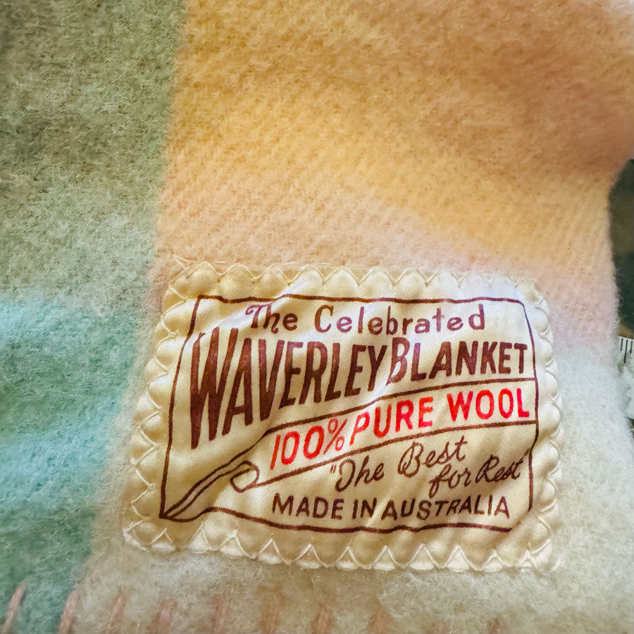 Blanket : pastel check wool remnant