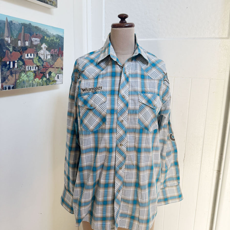 Wrangler western blue shirt