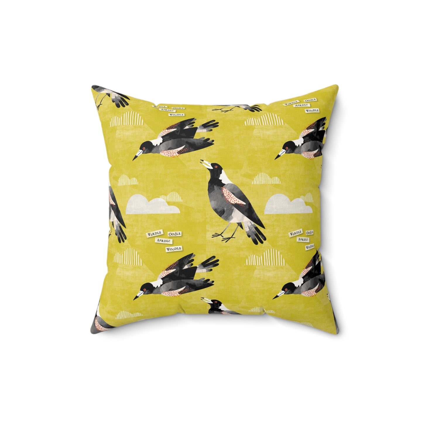 Magpie Talk gold faux suede cushion