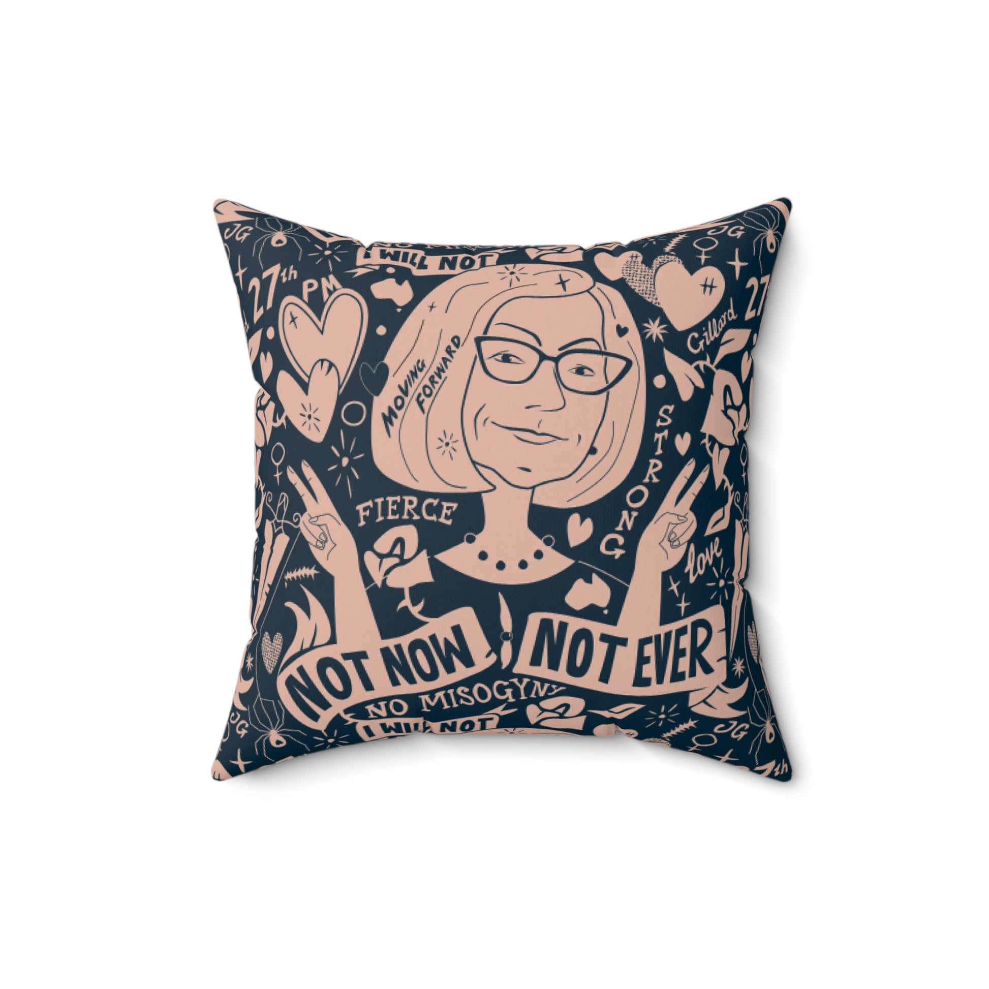 Not Now Not Ever faux suede cushion