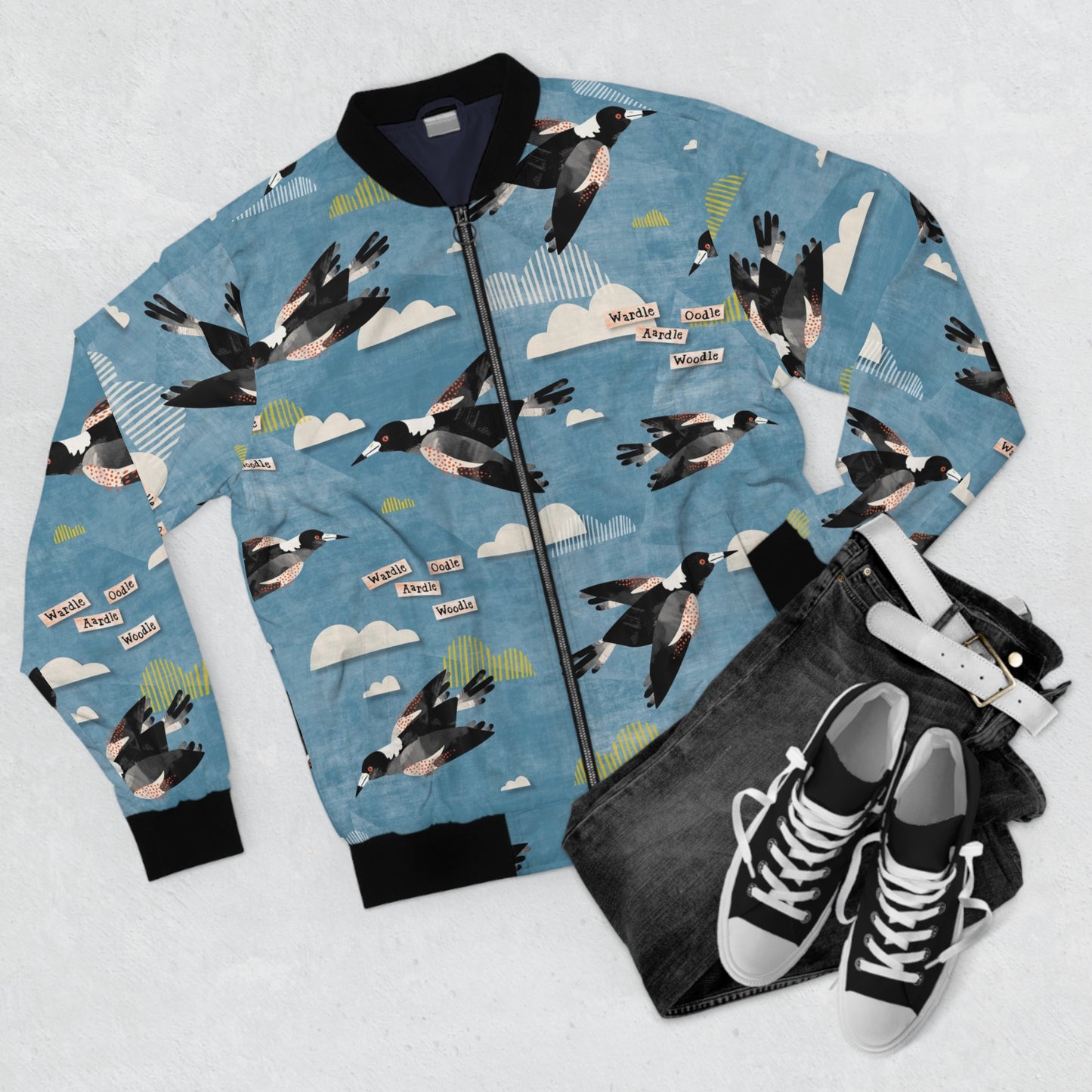 Magpie Talk Blue Men's Bomber Jacket