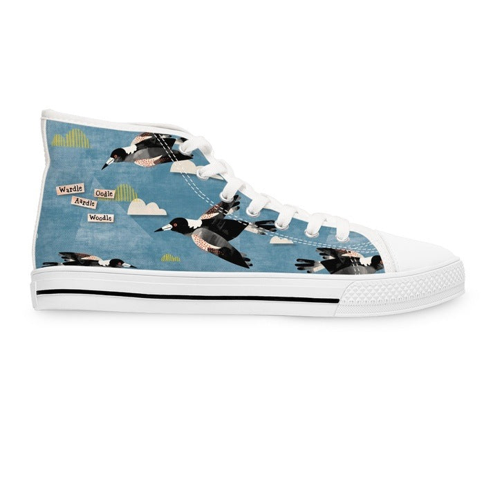 Magpie Talk blue high top womens canvas sneakers