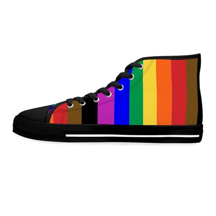 Rainbow Pride high top womens canvas sneakers