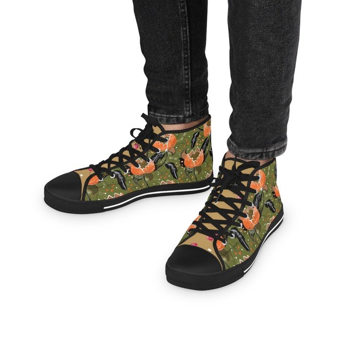 Vintage Chintz olive high top mens sneakers