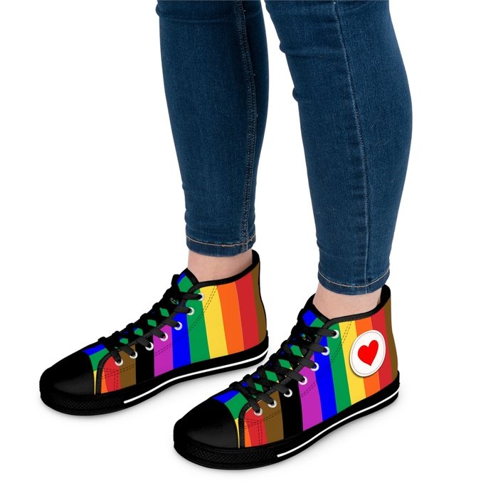 Rainbow Pride high top womens canvas sneakers