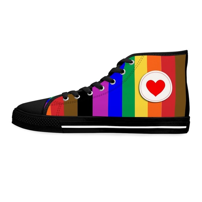 Rainbow Pride high top womens canvas sneakers