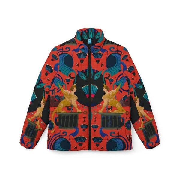 Egyptian Goddess red women’s puffer jacket