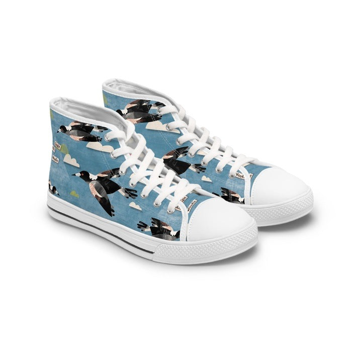 Magpie Talk blue high top womens canvas sneakers