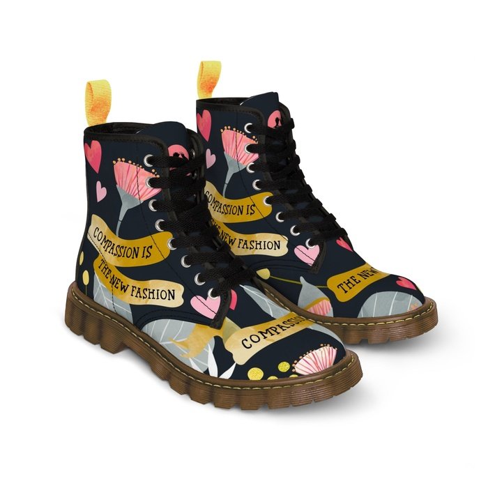 Compassion is the new fashion womens canvas boots