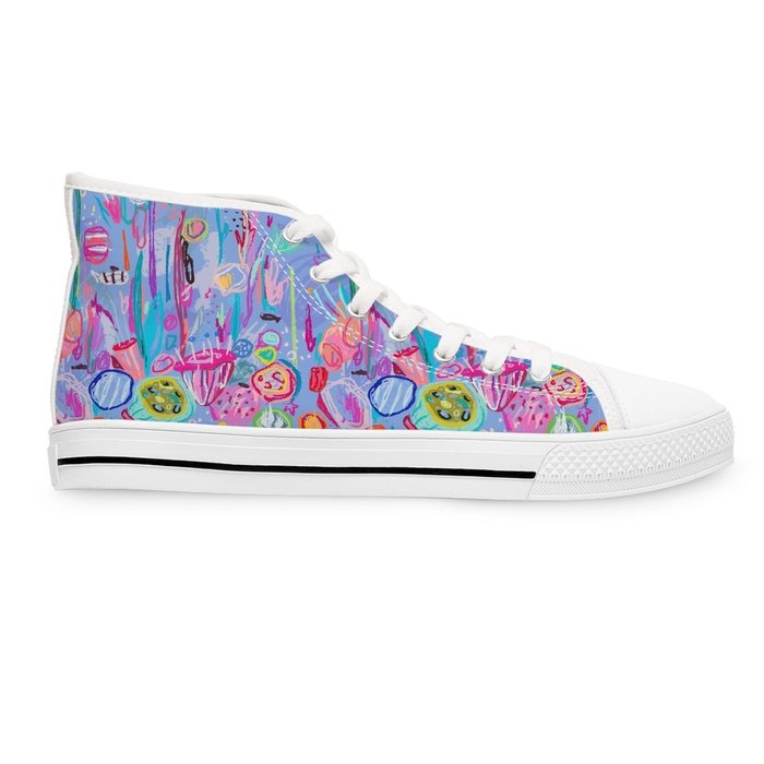 Tropical Fish high top womens canvas sneakers