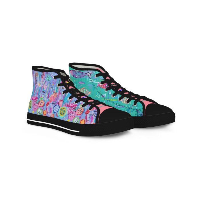 Tropical Fish high top mens sneakers